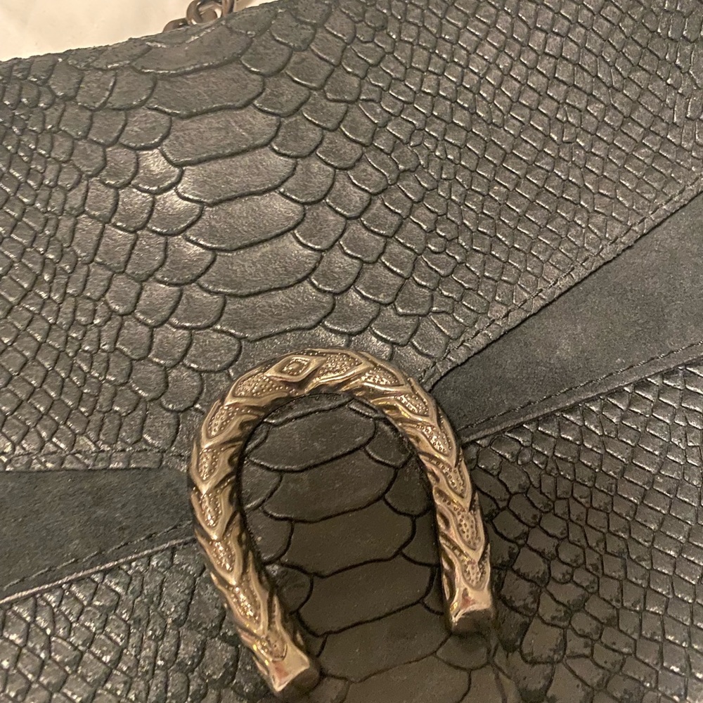 Black croc leather purse